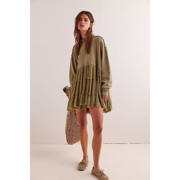 Free People Dresses & Skirts - Free People We The Free Pixie Sweatshirt Mini Dress Oversized Cotton S 282980